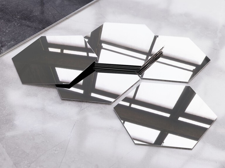 Samoprzylepne heksagony ze stali nierdzewnej Srebrny Połysk x 9 (1)